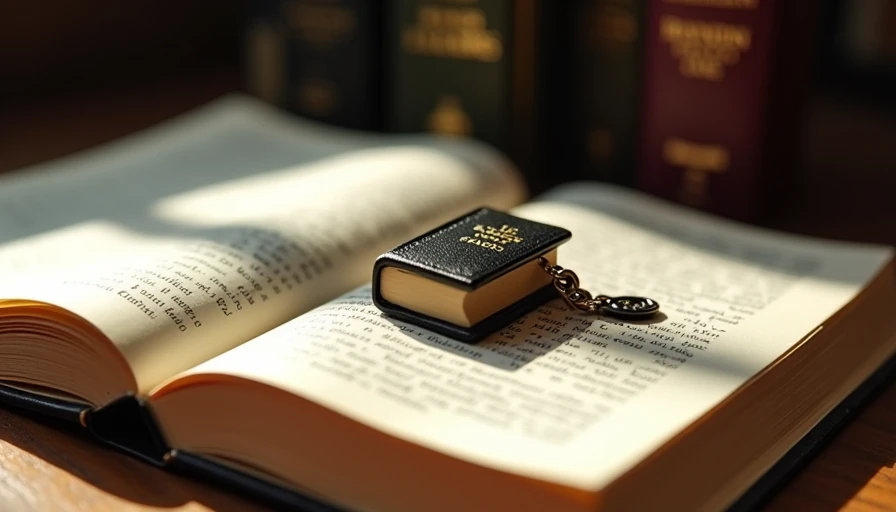 Coach miniature readable book charm resting on an open classic novel at a campus activation, part of the Tabby Tour limited-drop Gen Z strategy.
