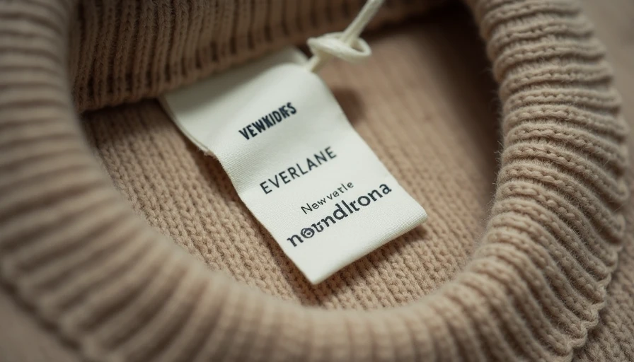 Everlane garment tag with Nordstrom retail partner label attached to a cashmere sweater inside a department store, illustrating the DTC brand's quiet wholesale pivot as part of its 2026 channel strategy shift.
